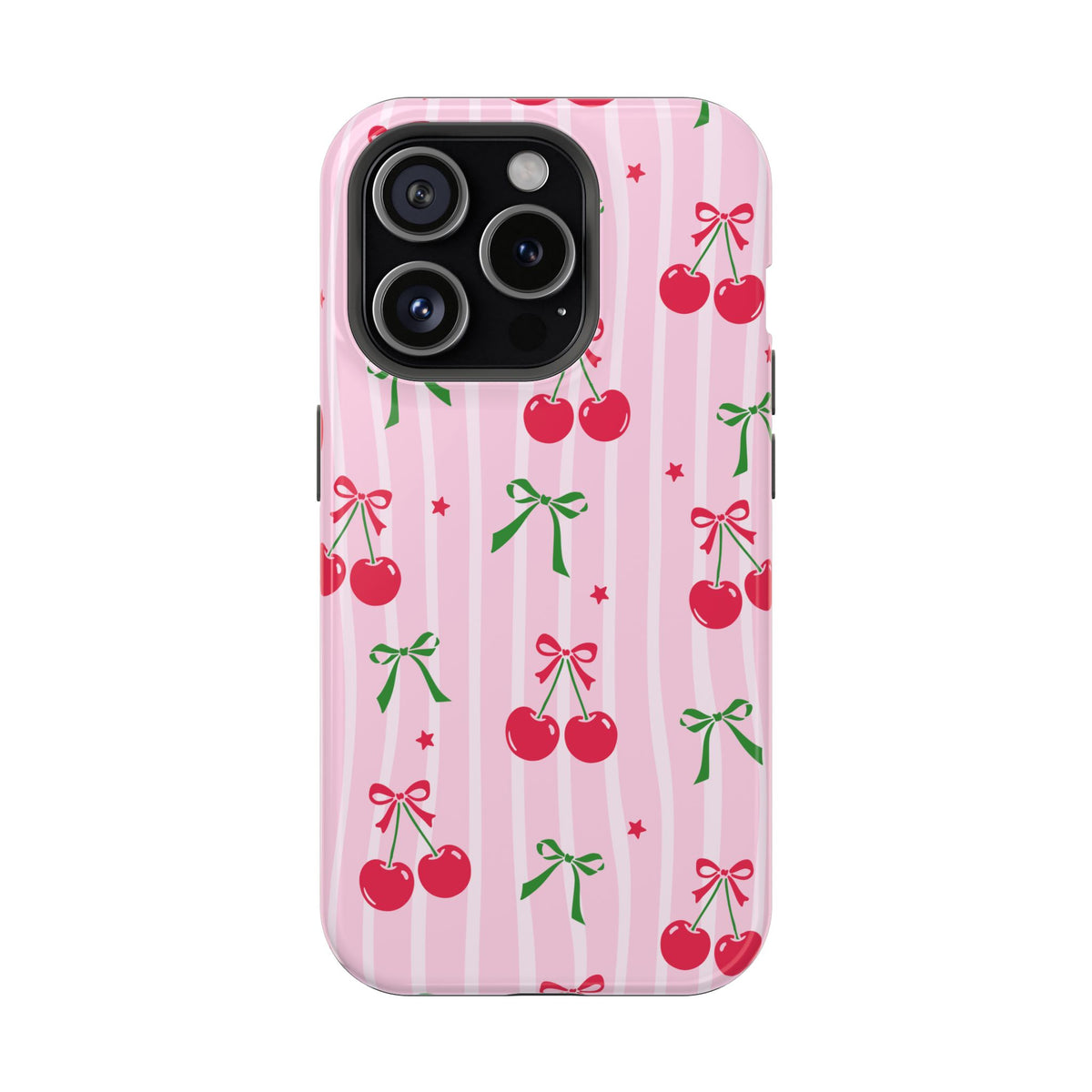 Cherry Bow MagSafe case for iPhone 15 Pro, glossy finish