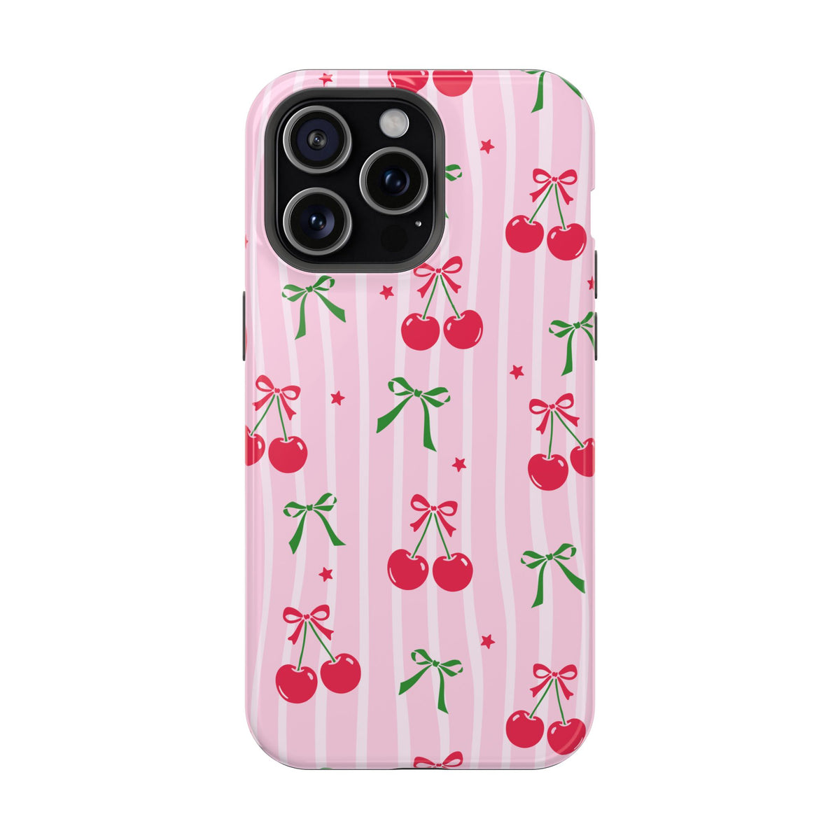 Cherry Bow MagSafe case for iPhone 15 Pro Max, glossy finish