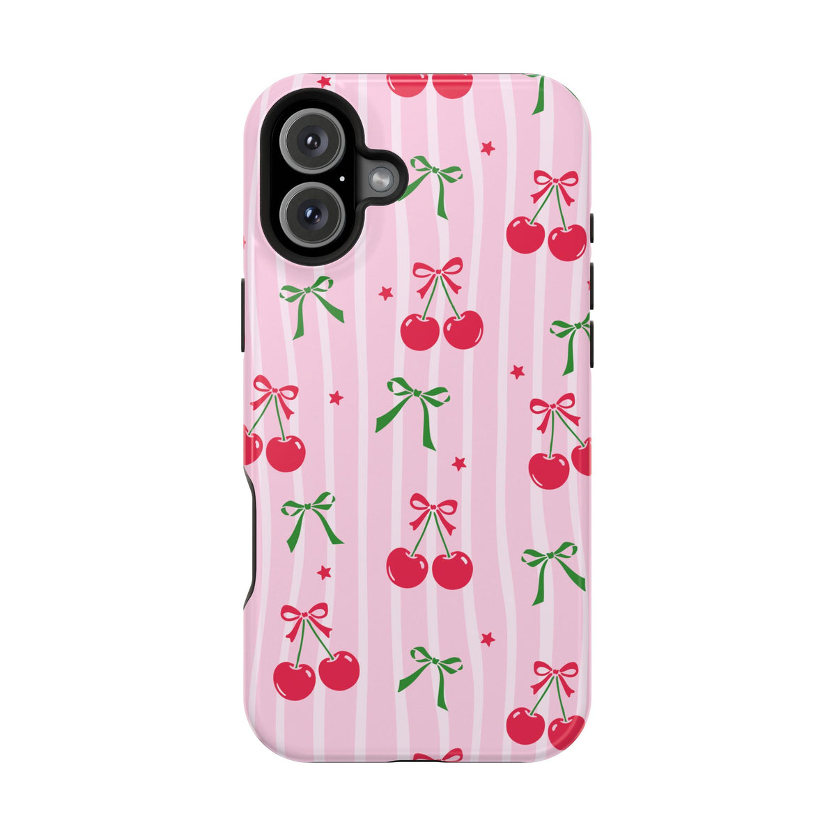 Cherry Bow MagSafe case for iPhone 16 Plus, glossy finish