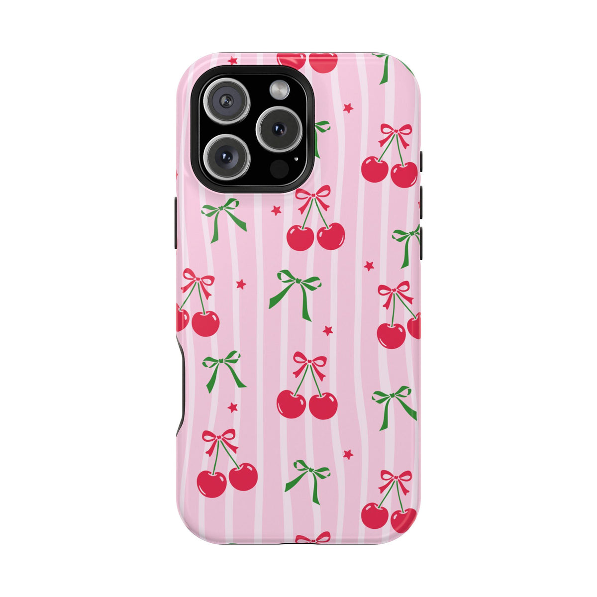 Cherry Bow MagSafe case for iPhone 16 Pro Max, glossy finish