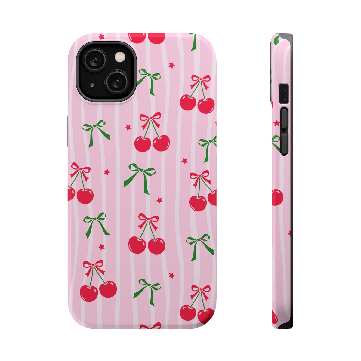 Cherry Bow MagSafe case for iPhone 14 Plus, glossy finish