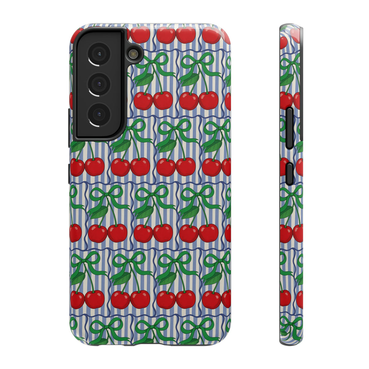 Cherry Bow Stripe protective phone case for Samsung Galaxy S22, glossy finish