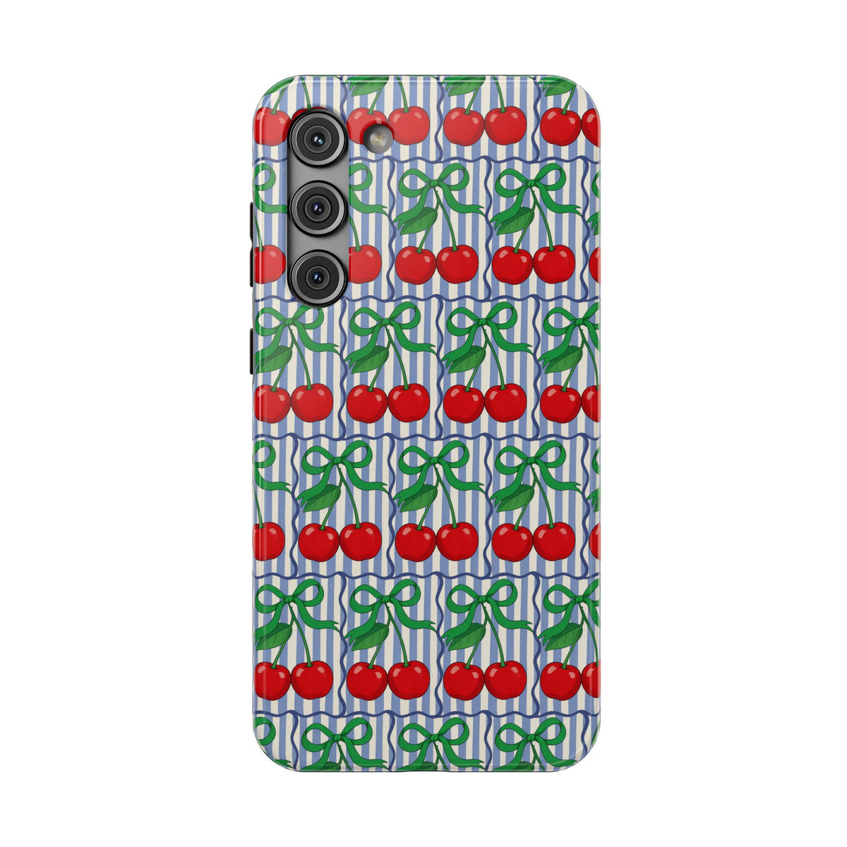 Cherry Bow Stripe protective phone case for Samsung Galaxy S23 Plus, glossy finish