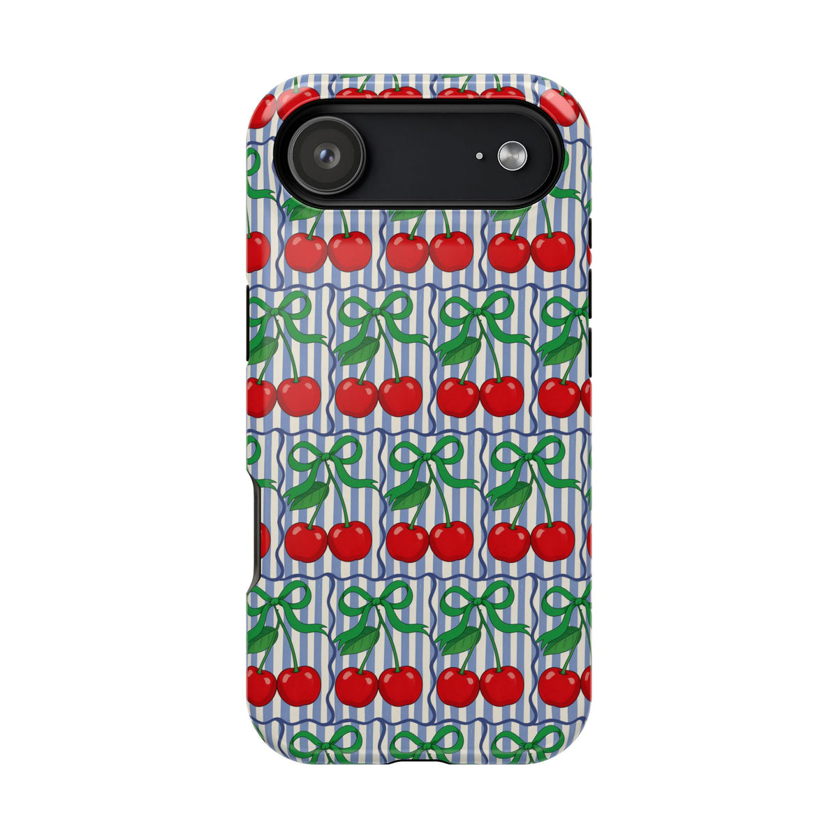 Cherry Bow Stripe MagSafe case for iPhone 17 Air, glossy finish