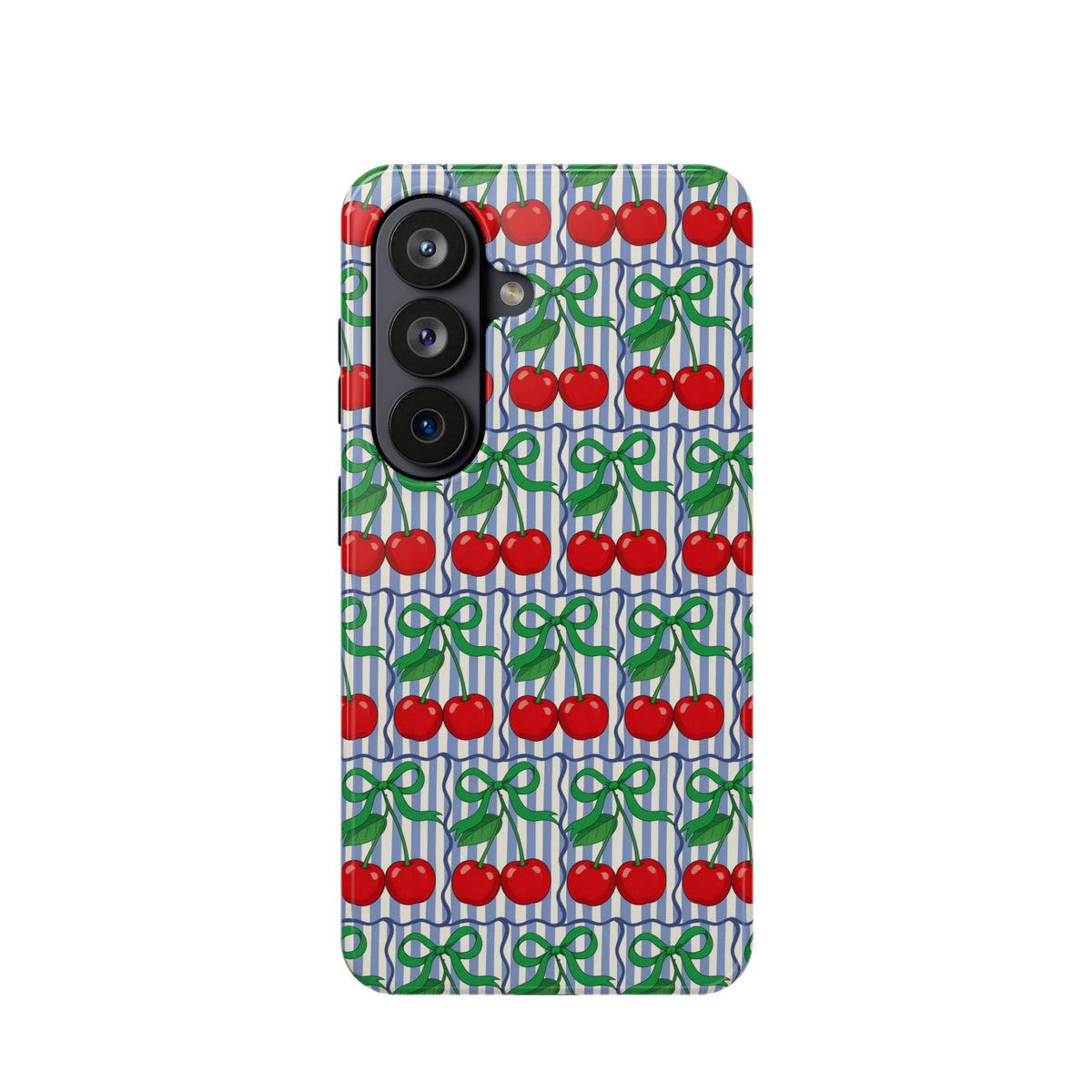 Cherry Bow Stripe MagSafe case for Samsung Galaxy S26, glossy finish