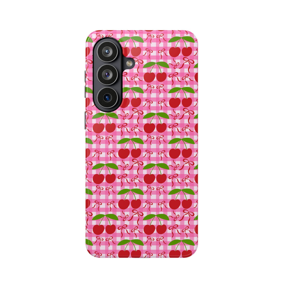 Cherry Gingham MagSafe case for Samsung Galaxy S26 Plus, glossy finish