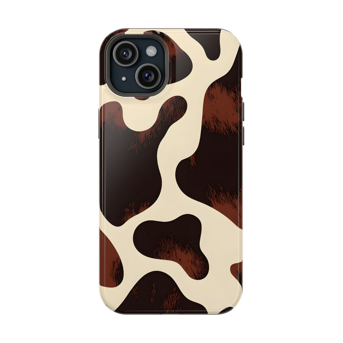 Chocolate Cow protective phone case for iPhone 15 Plus, glossy finish