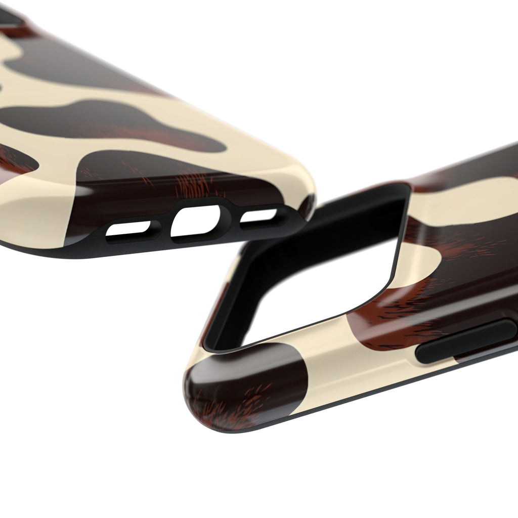 Chocolate Cow MagSafe case, close-up at an angle