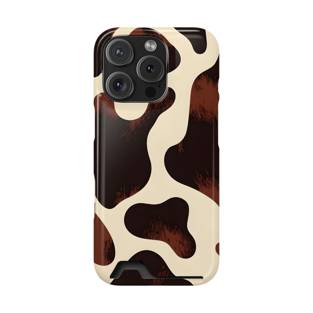 Chocolate Cow phone case with card holder for iPhone 16 Pro, glossy finish