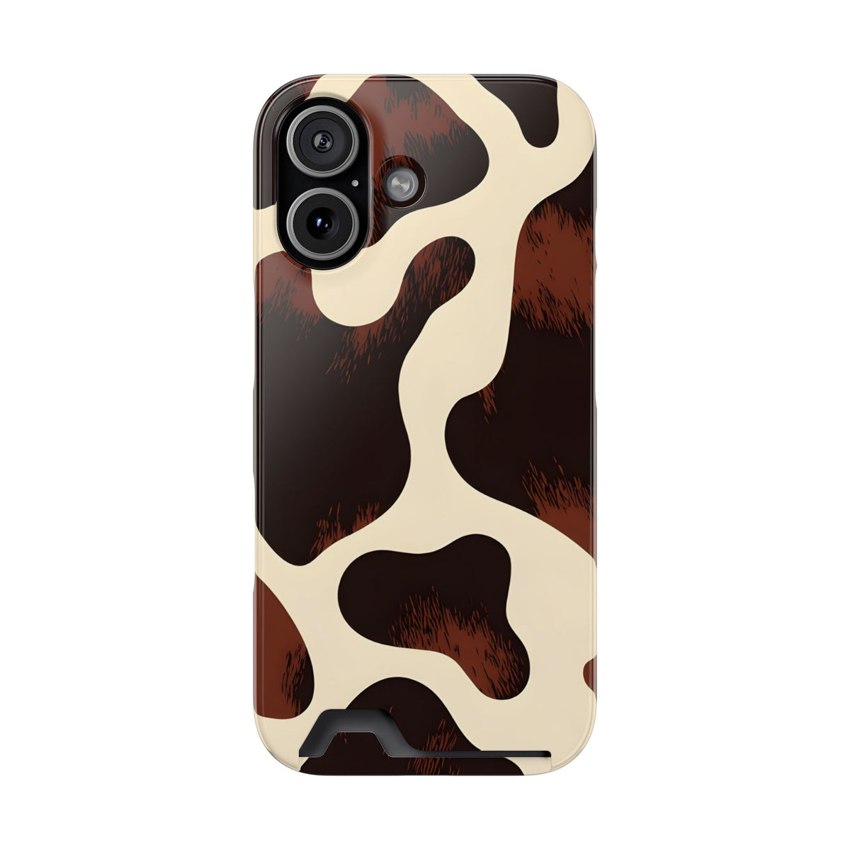 Chocolate Cow phone case with card holder for iPhone 17, glossy finish