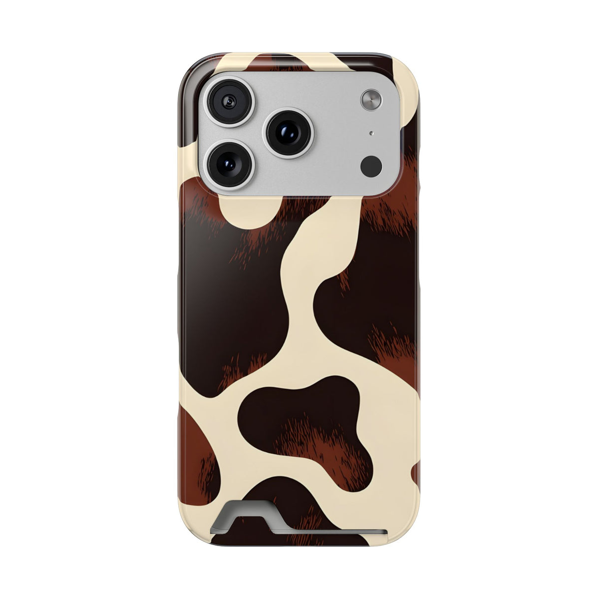 Chocolate Cow phone case with card holder for iPhone 17 Pro, glossy finish