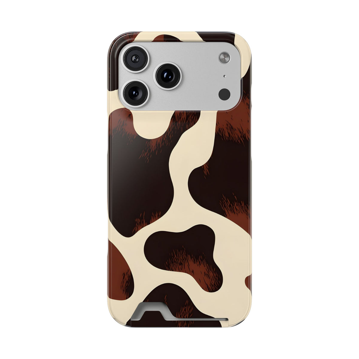 Chocolate Cow phone case with card holder for iPhone 17 Pro Max, glossy finish