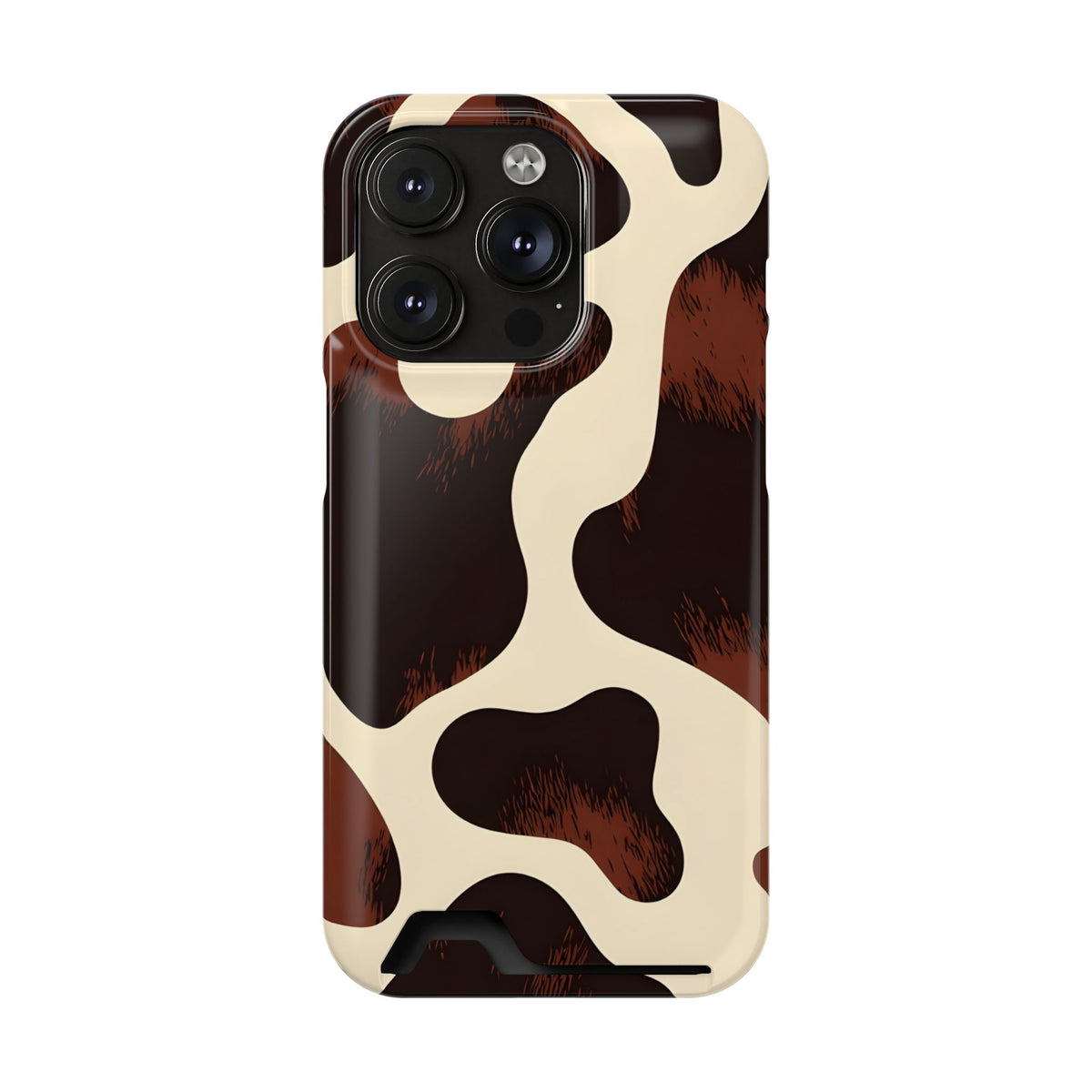 Chocolate Cow phone case with card holder for iPhone 14 Pro, glossy finish