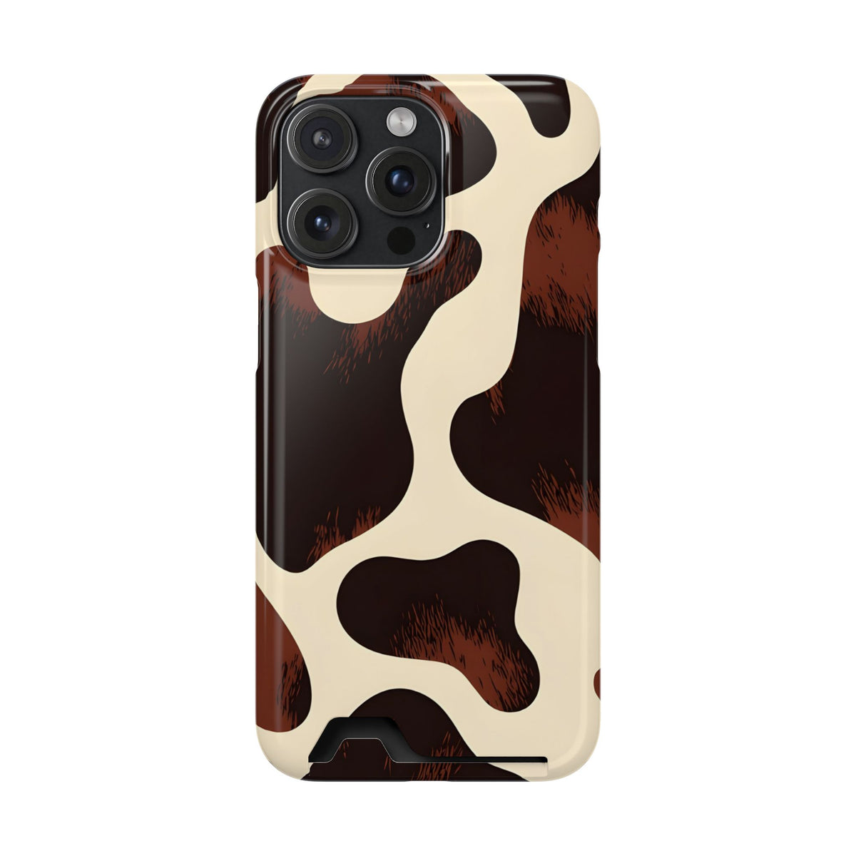 Chocolate Cow phone case with card holder for iPhone 15 Pro Max, glossy finish