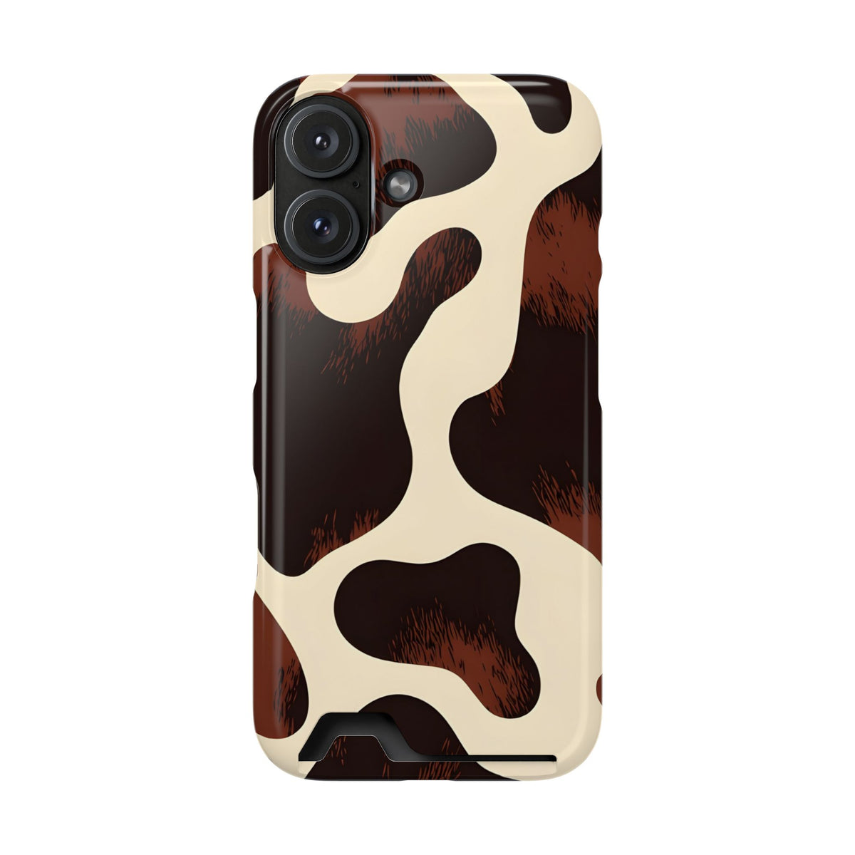 Chocolate Cow phone case with card holder for iPhone 16, glossy finish