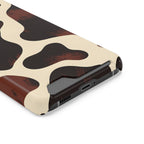 Chocolate Cow phone case with card holder, close-up of the card slot