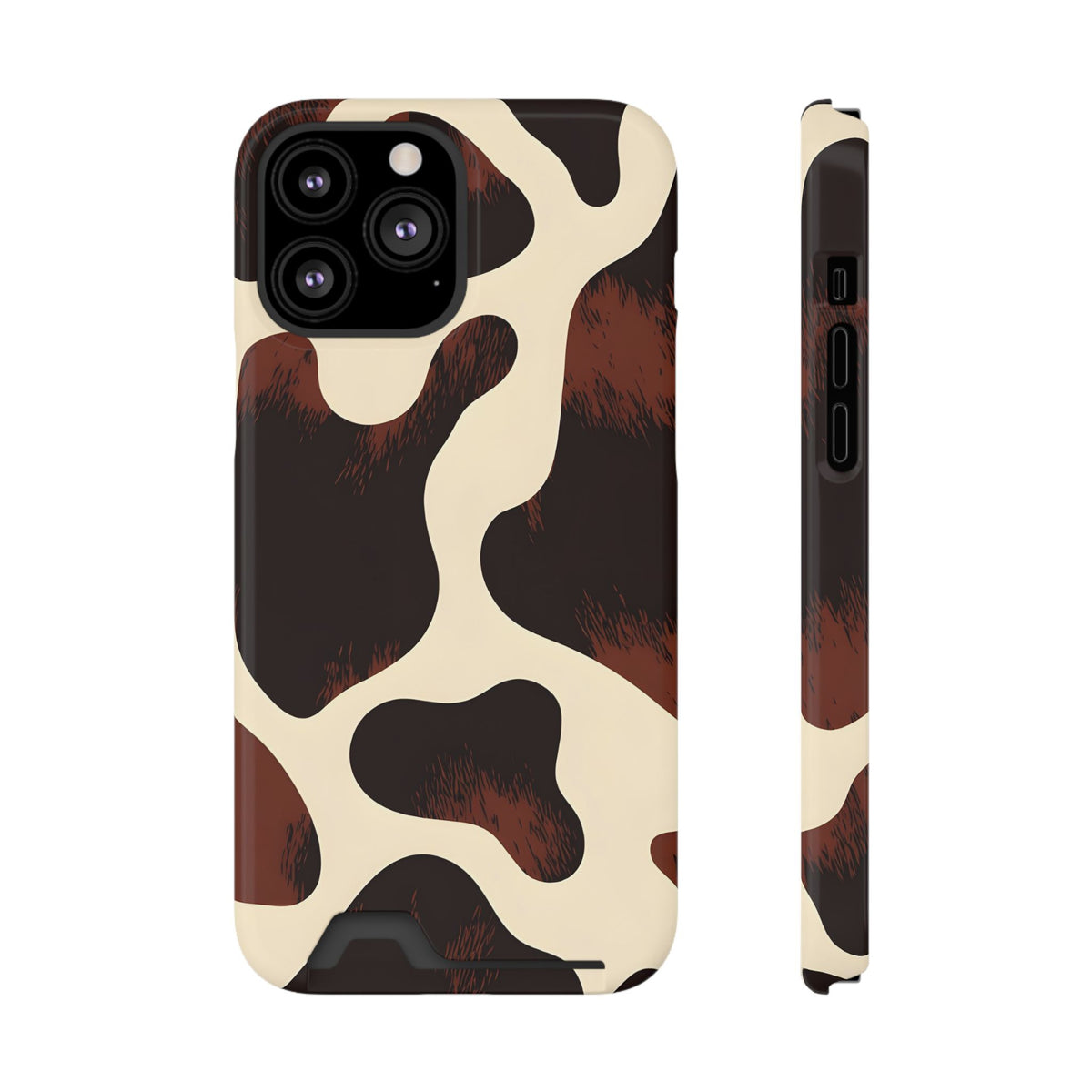 Chocolate Cow phone case with card holder for iPhone 13 Pro Max, glossy finish