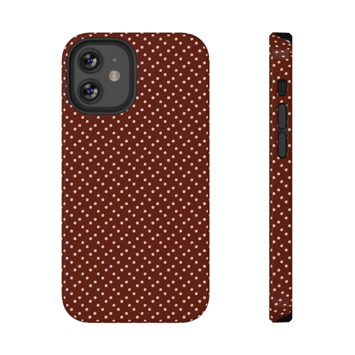 Chocolate Micro Dot protective phone case for iPhone 12 Mini, glossy finish