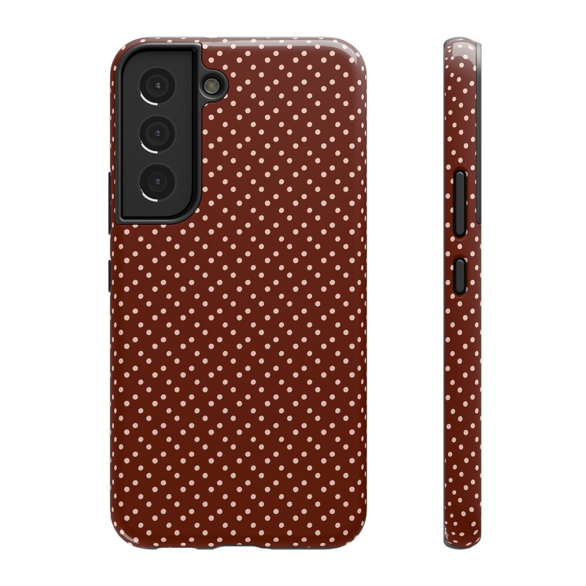 Chocolate Micro Dot protective phone case for Samsung Galaxy S22, glossy finish