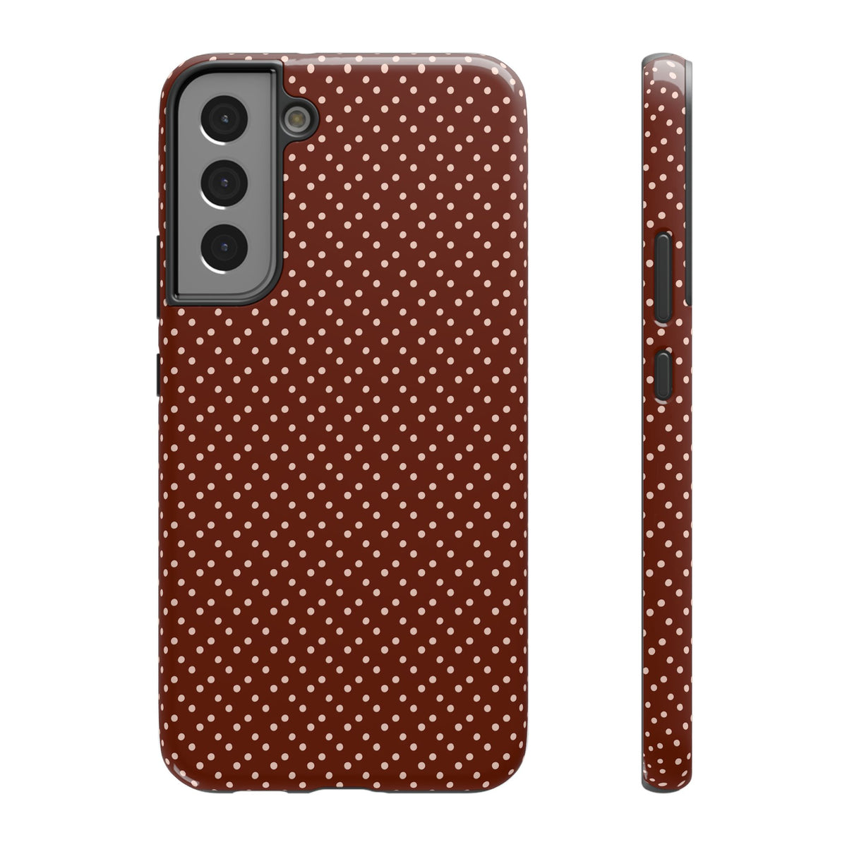 Chocolate Micro Dot protective phone case for Samsung Galaxy S22 Plus, glossy finish