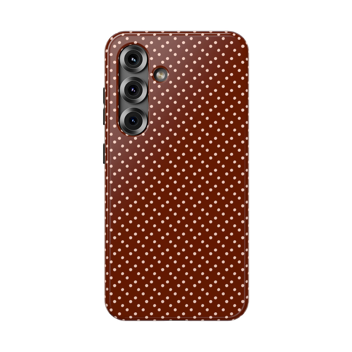 Chocolate Micro Dot protective phone case for Samsung Galaxy S25, glossy finish