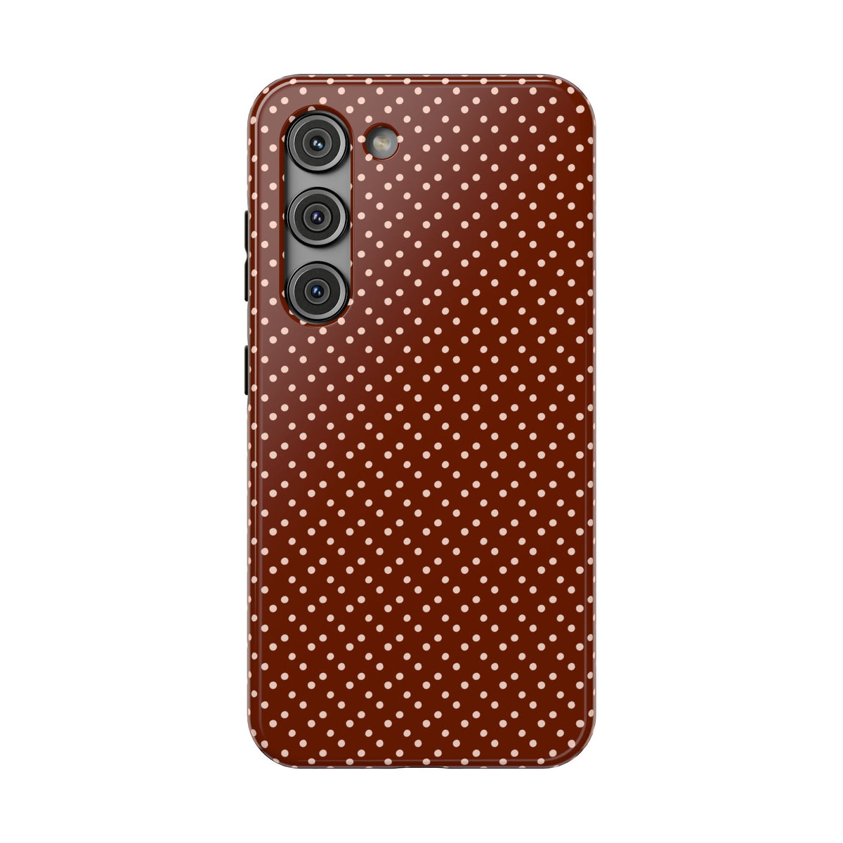 Chocolate Micro Dot protective phone case for Samsung Galaxy S23, glossy finish