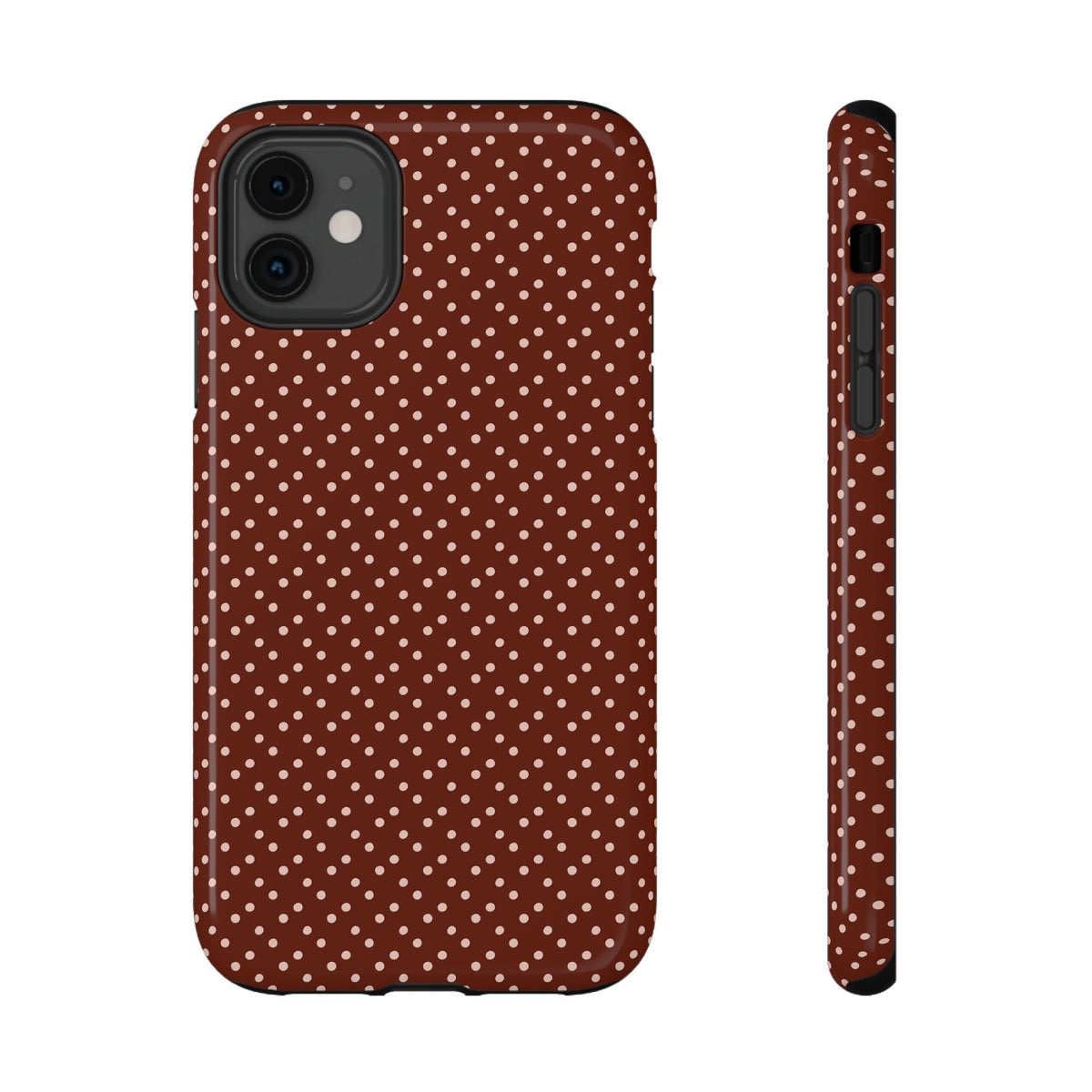 Chocolate Micro Dot protective phone case for iPhone 11, glossy finish