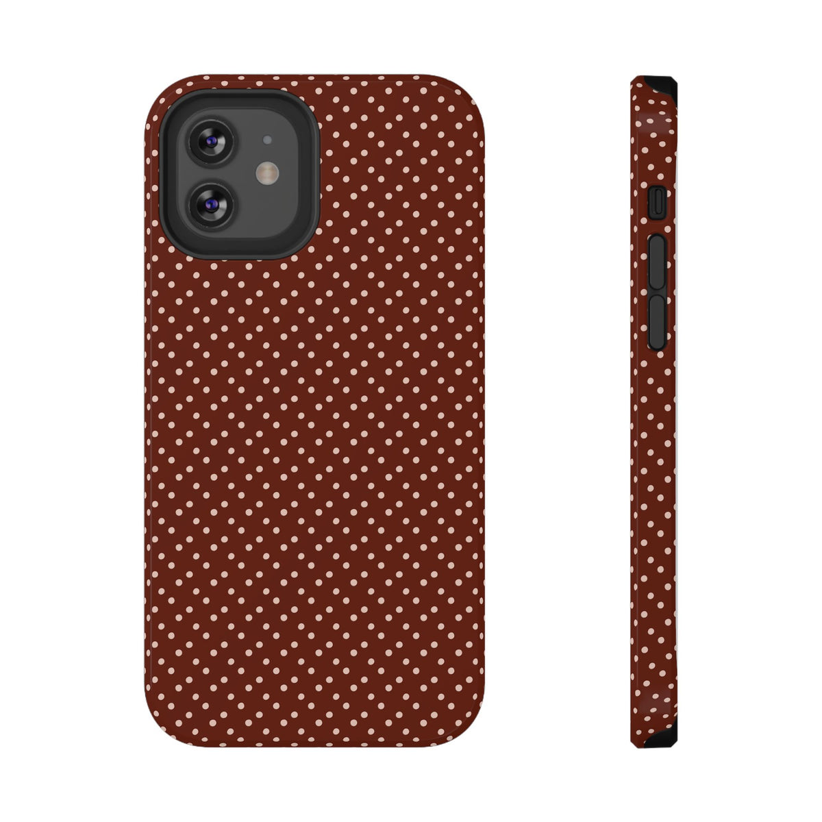 Chocolate Micro Dot protective phone case for iPhone 12, glossy finish