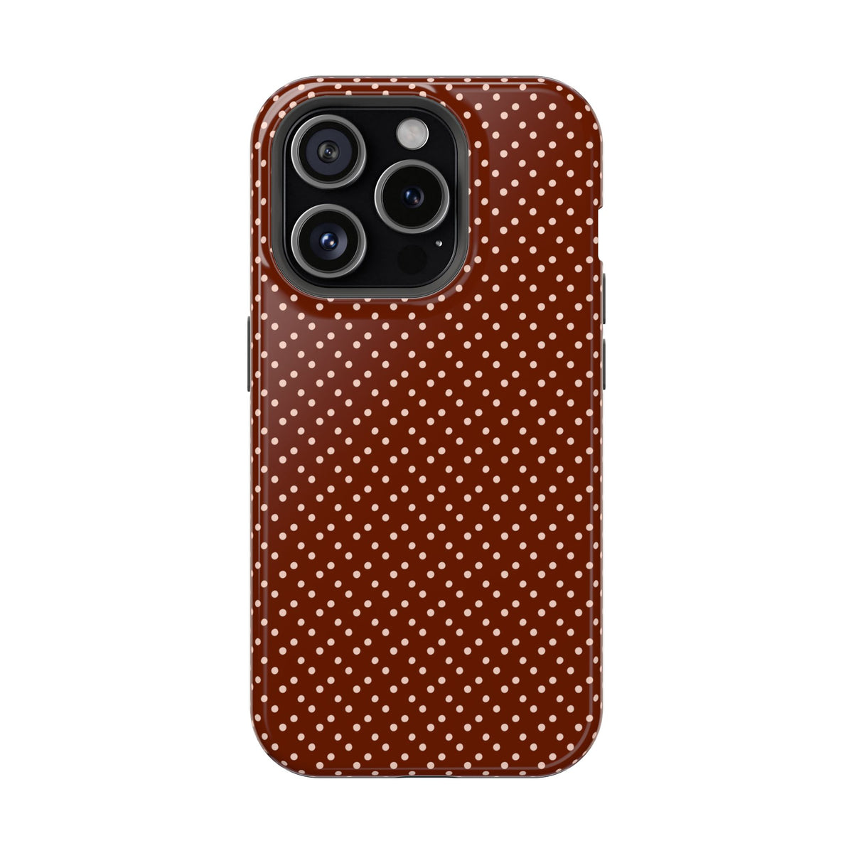 Chocolate Micro Dot MagSafe case for iPhone 15 Pro, glossy finish