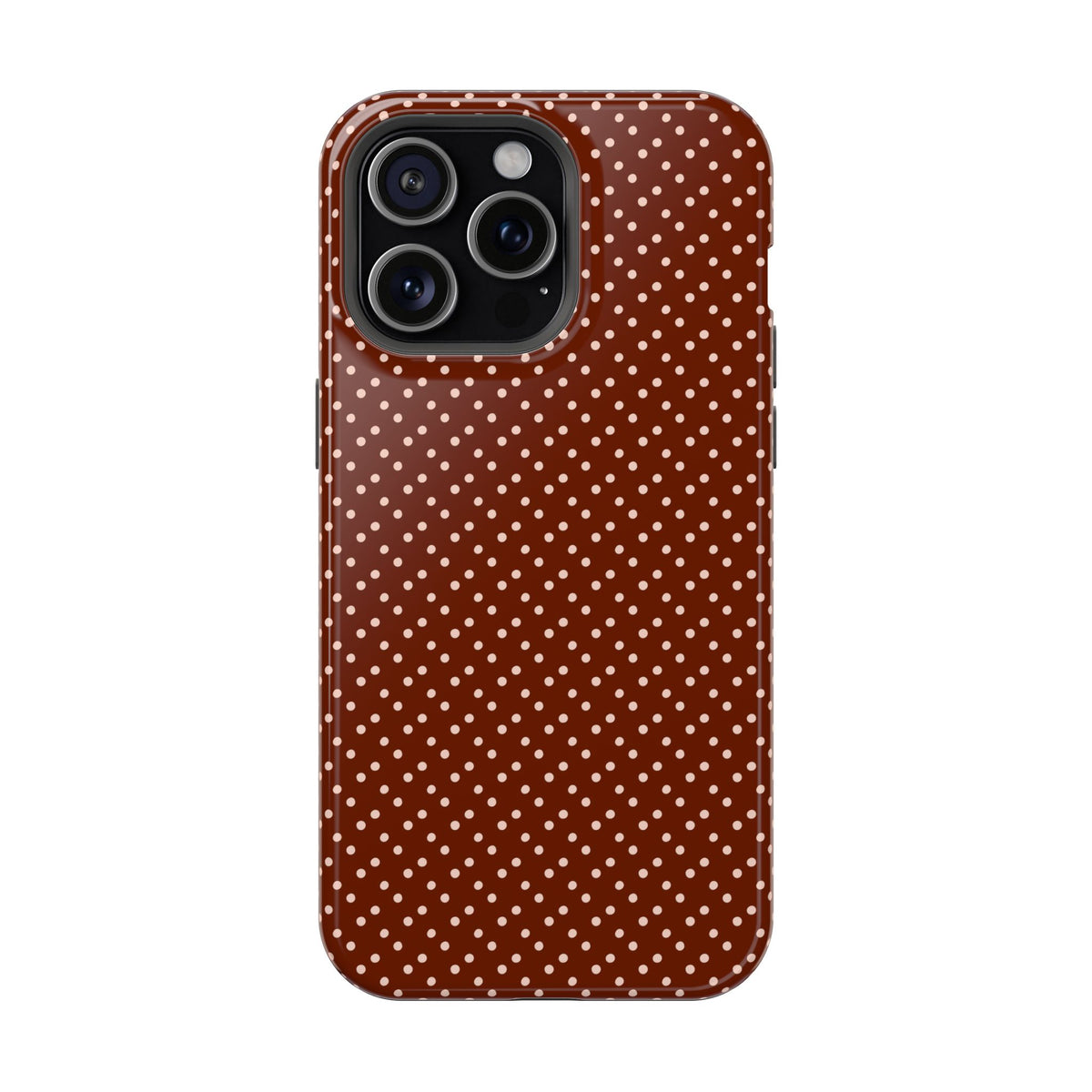 Chocolate Micro Dot MagSafe case for iPhone 15 Pro Max, glossy finish