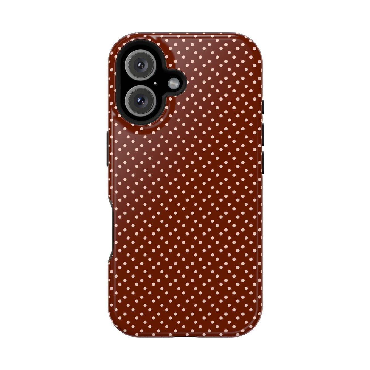 Chocolate Micro Dot MagSafe case for iPhone 16, glossy finish