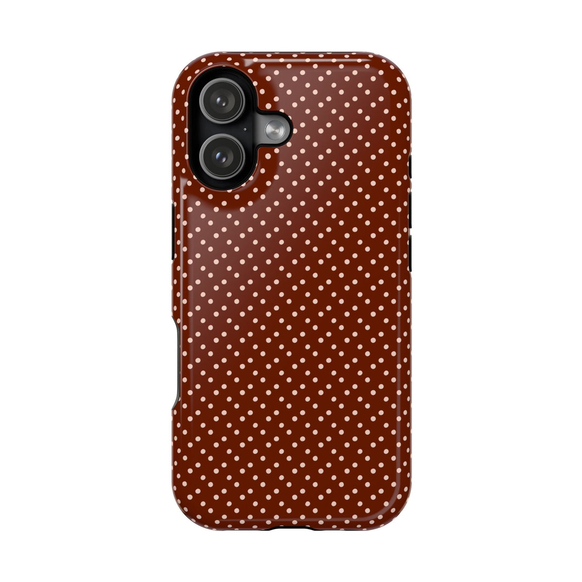 Chocolate Micro Dot MagSafe case for iPhone 17, glossy finish