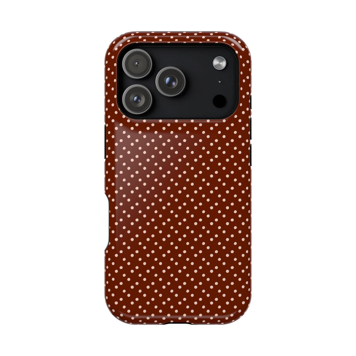 Chocolate Micro Dot MagSafe case for iPhone 17 Pro, glossy finish