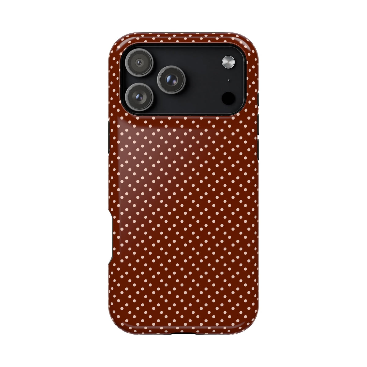 Chocolate Micro Dot MagSafe case for iPhone 17 Pro Max, glossy finish