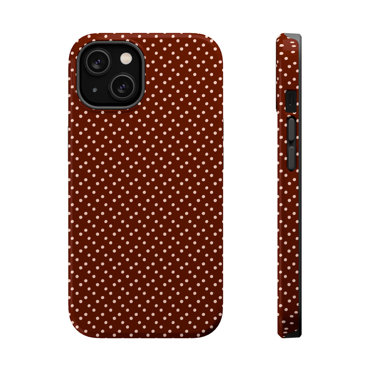 Chocolate Micro Dot MagSafe case for iPhone 14, glossy finish