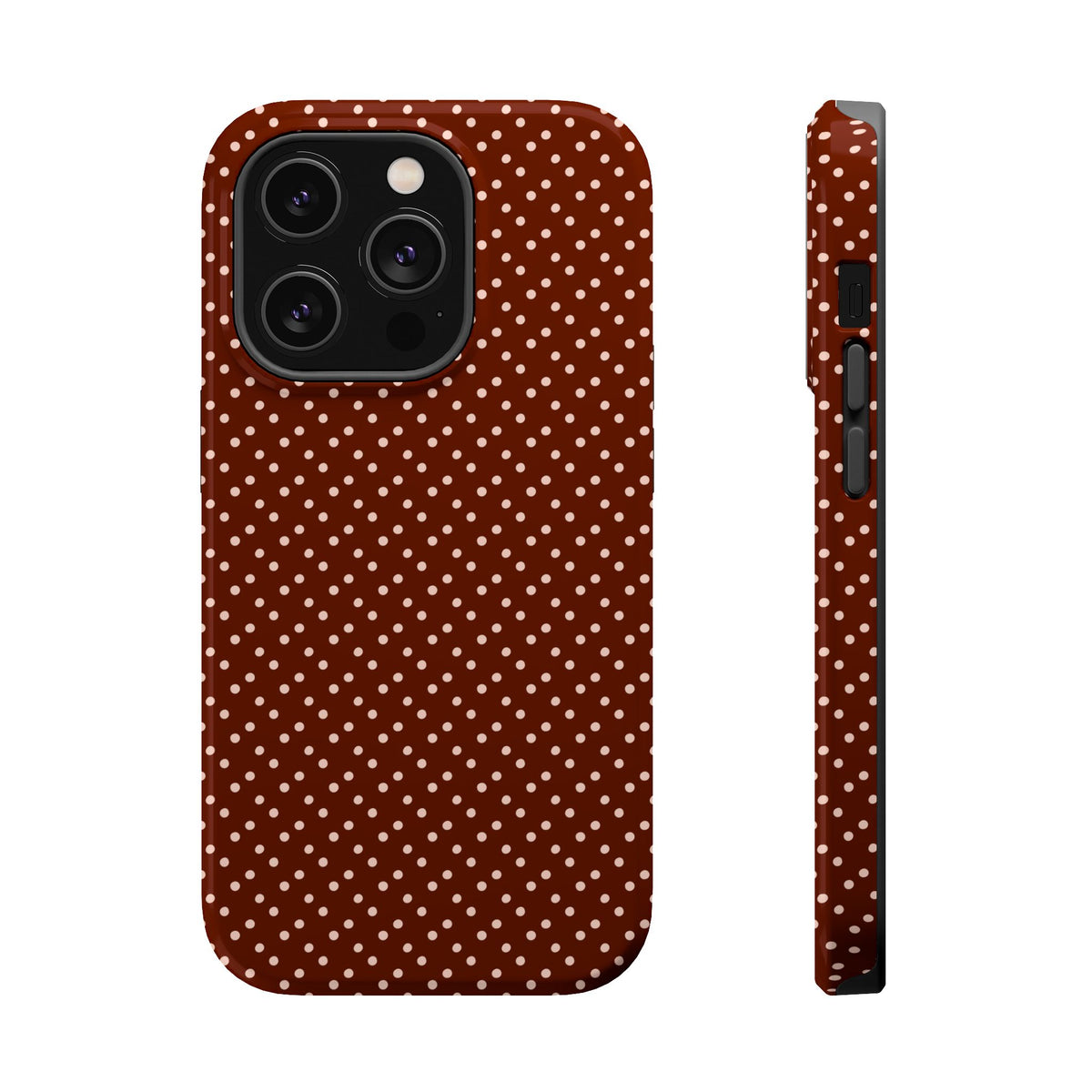Chocolate Micro Dot MagSafe case for iPhone 14 Pro, glossy finish