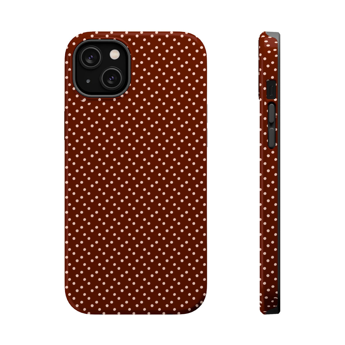Chocolate Micro Dot MagSafe case for iPhone 14 Plus, glossy finish