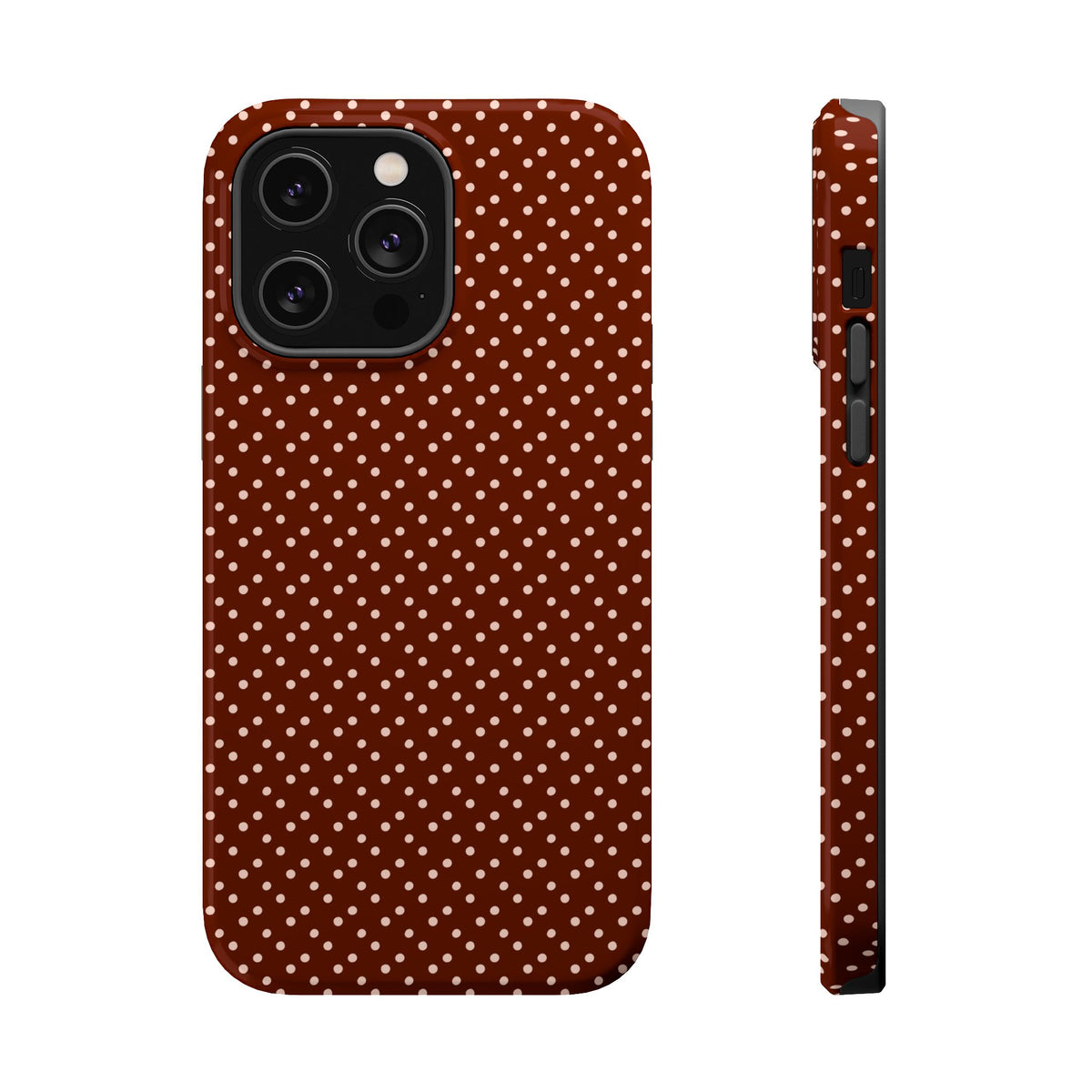 Chocolate Micro Dot MagSafe case for iPhone 14 Pro Max, glossy finish