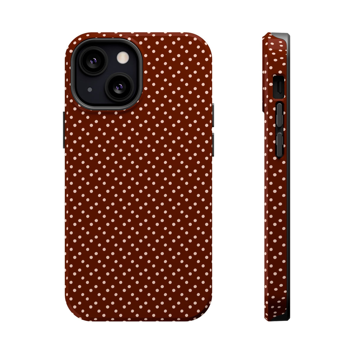 Chocolate Micro Dot MagSafe case for iPhone 13 Mini, glossy finish