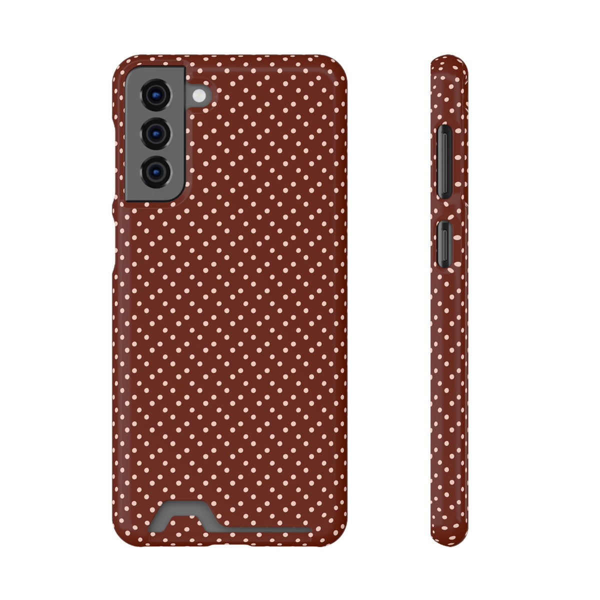 Chocolate Micro Dot phone case with card holder for Samsung Galaxy S21 Plus, glossy finish