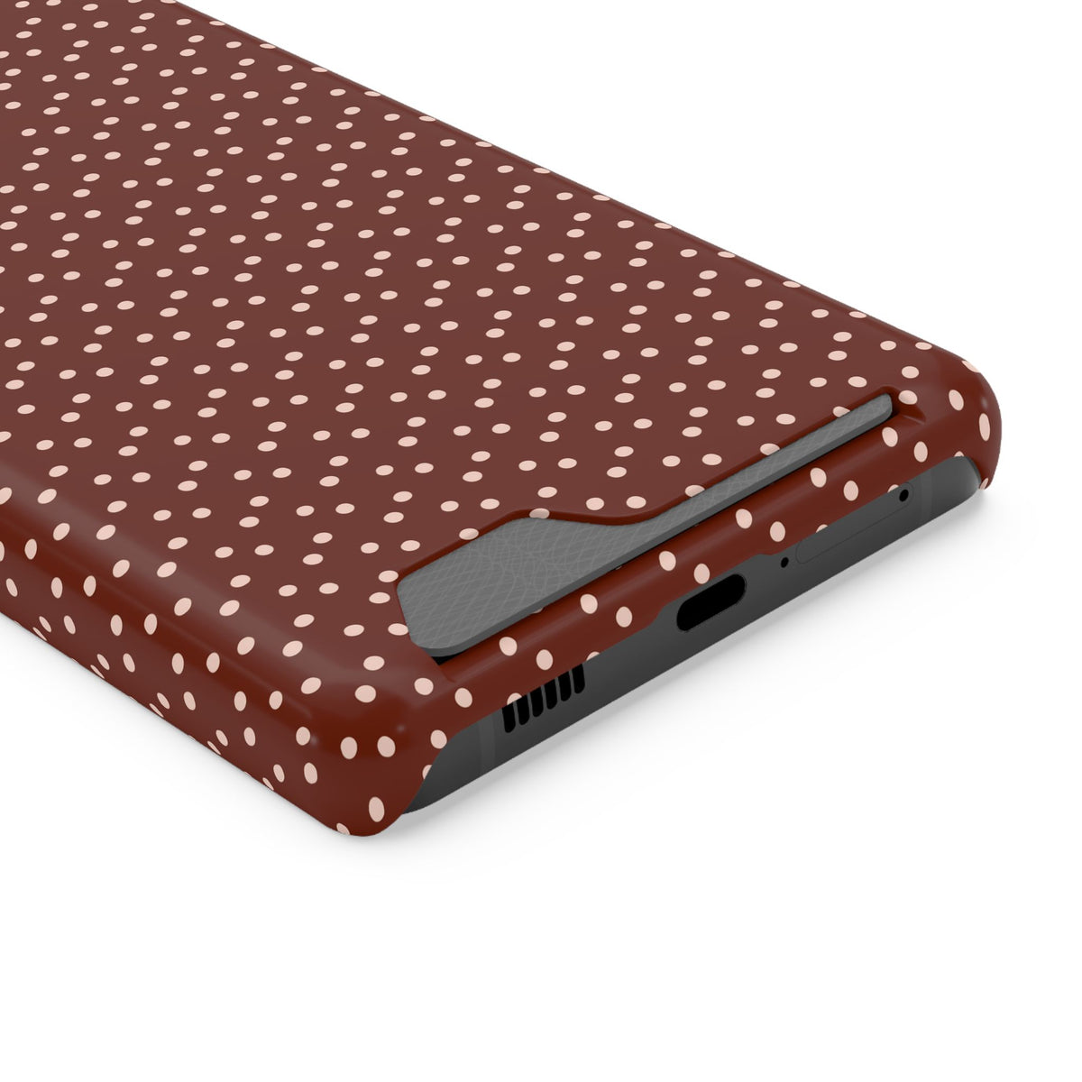 Chocolate Micro Dot phone case with card holder for Samsung Galaxy S21 Ultra, glossy finish