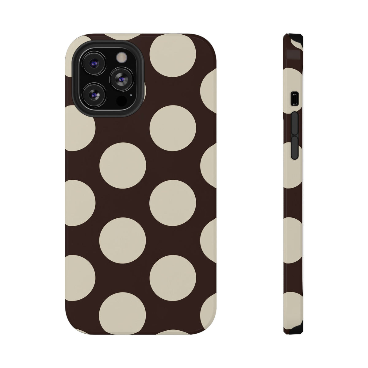 Chocolate Polka Dot protective phone case for iPhone 12 Pro Max, glossy finish