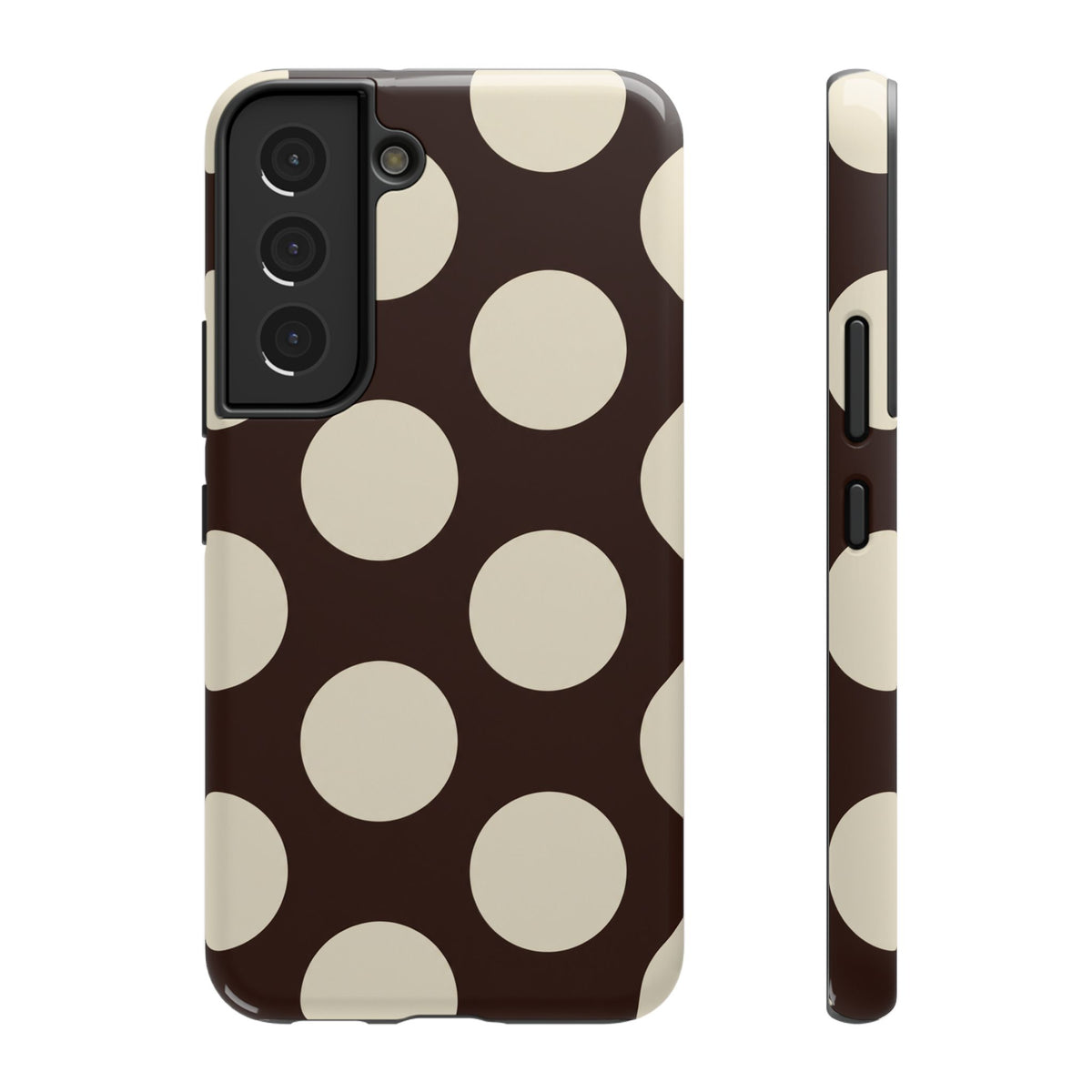Chocolate Polka Dot protective phone case for Samsung Galaxy S22, glossy finish