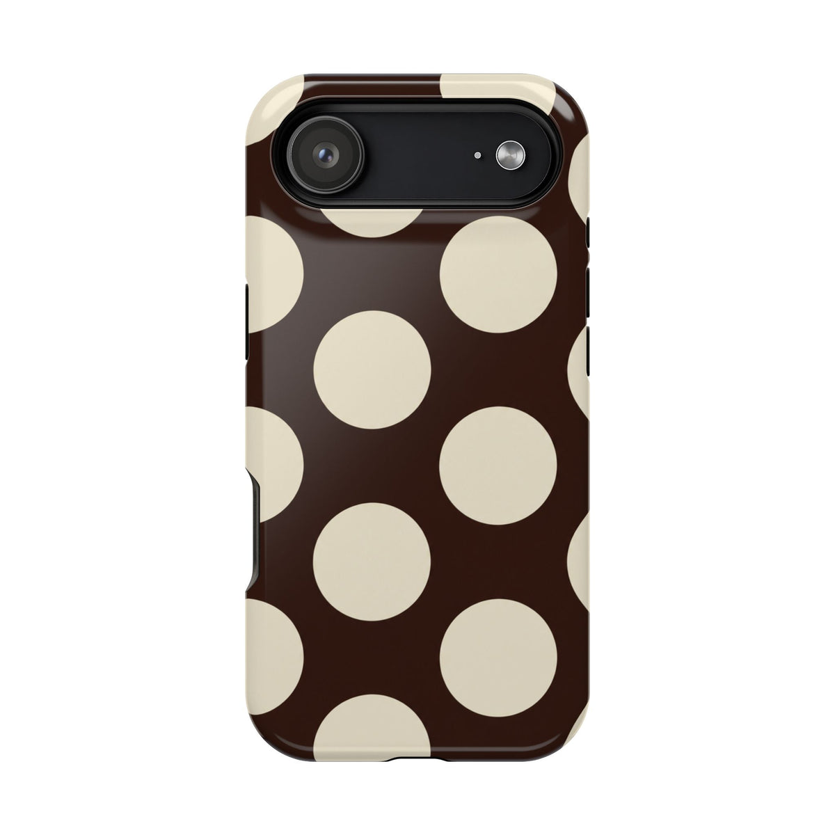 Chocolate Polka Dot protective phone case for iPhone 17 Air, glossy finish