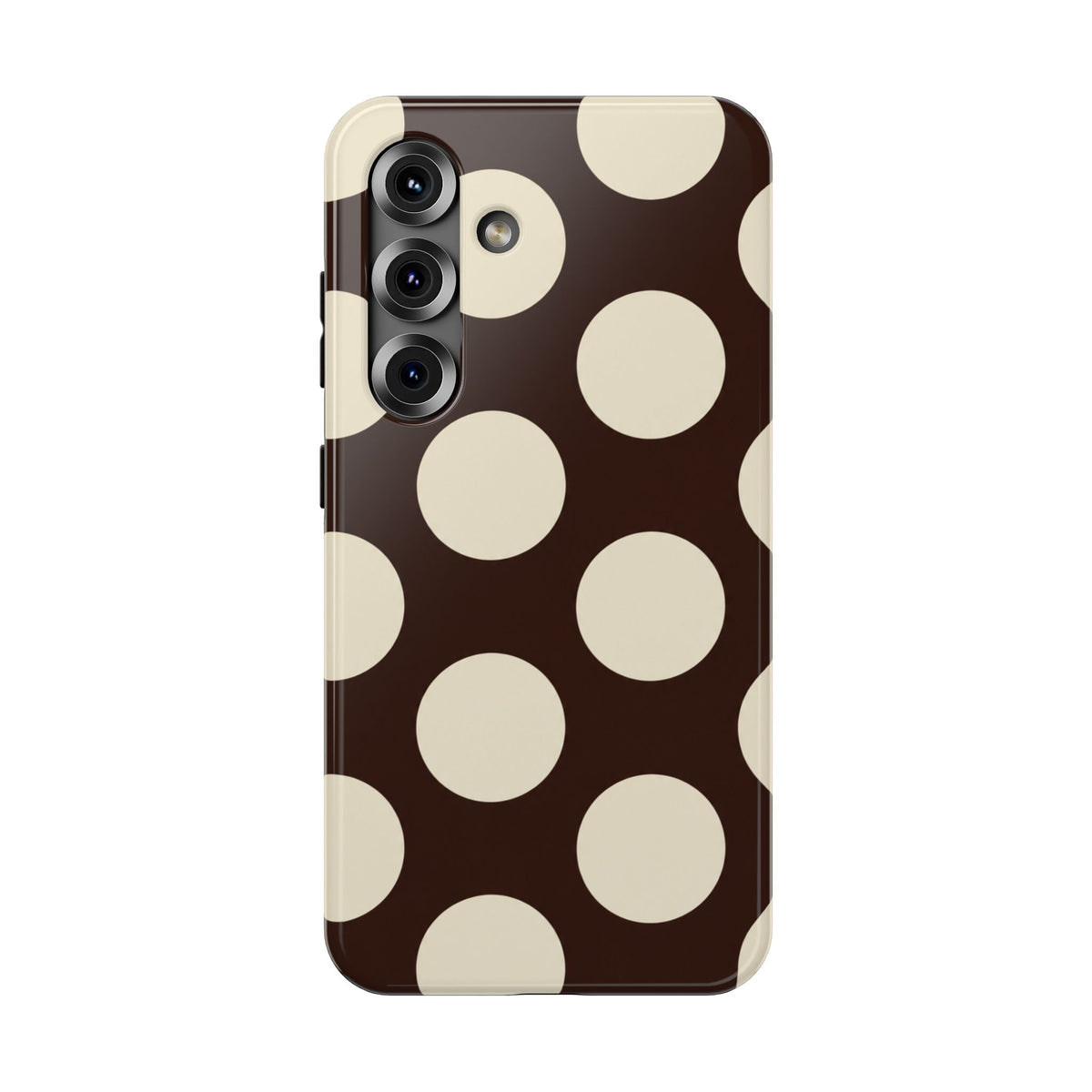 Chocolate Polka Dot protective phone case for Samsung Galaxy S25, glossy finish