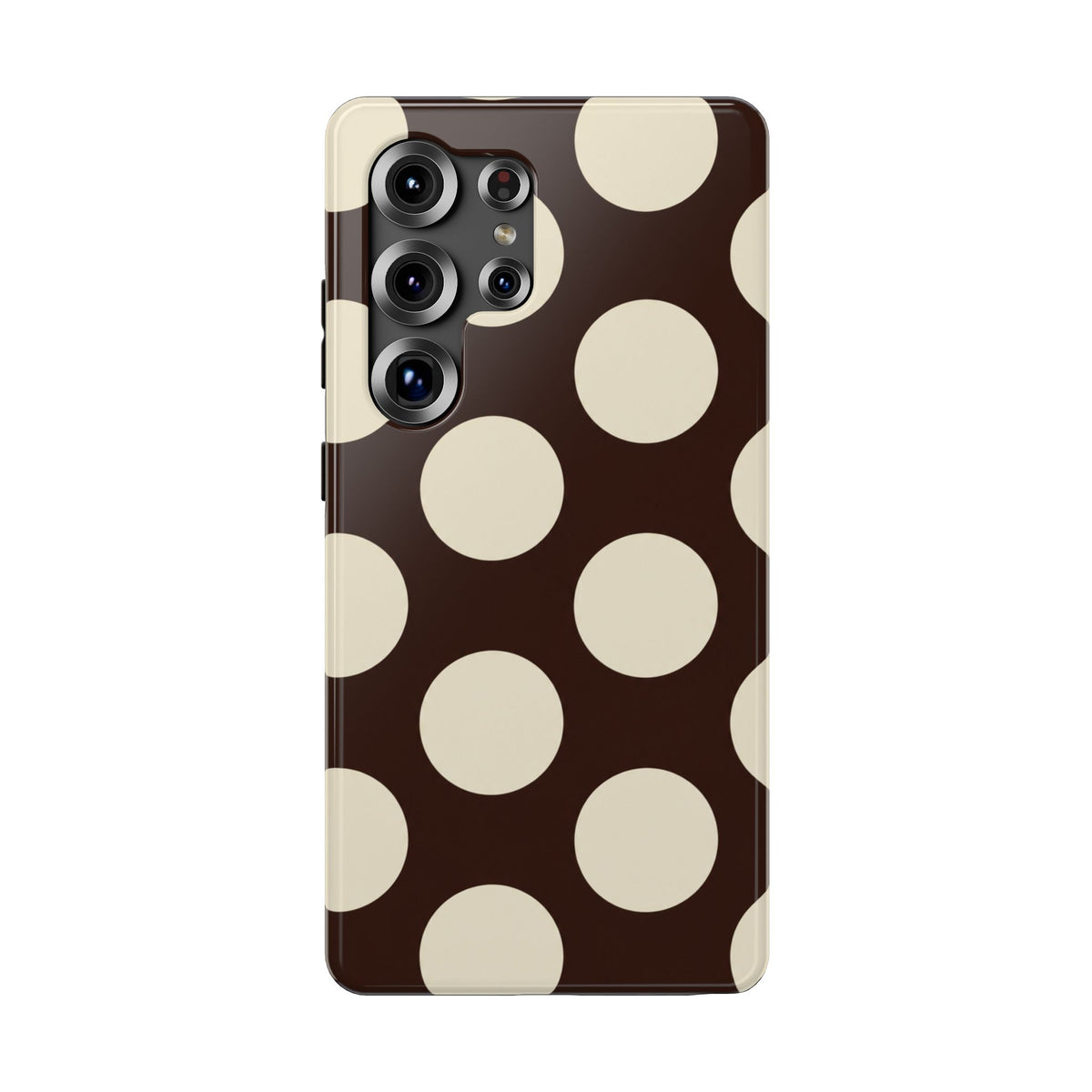 Chocolate Polka Dot protective phone case for Samsung Galaxy S25 Ultra, glossy finish