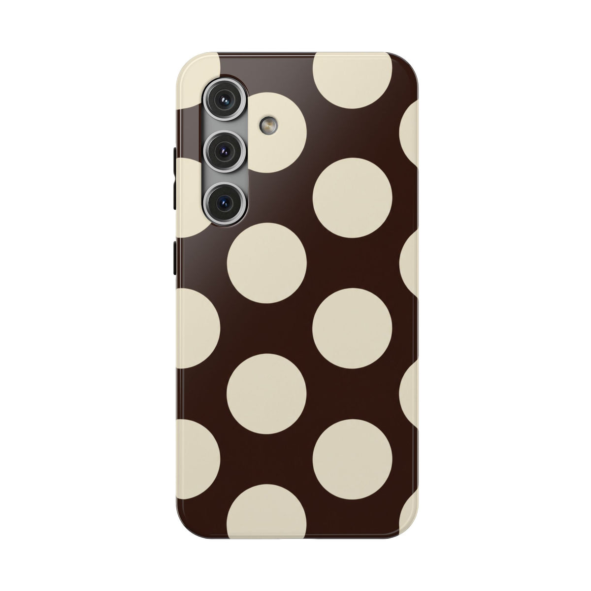 Chocolate Polka Dot protective phone case for Samsung Galaxy S24, glossy finish