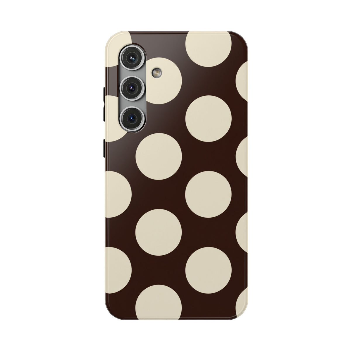 Chocolate Polka Dot protective phone case for Samsung Galaxy S24 Plus, glossy finish