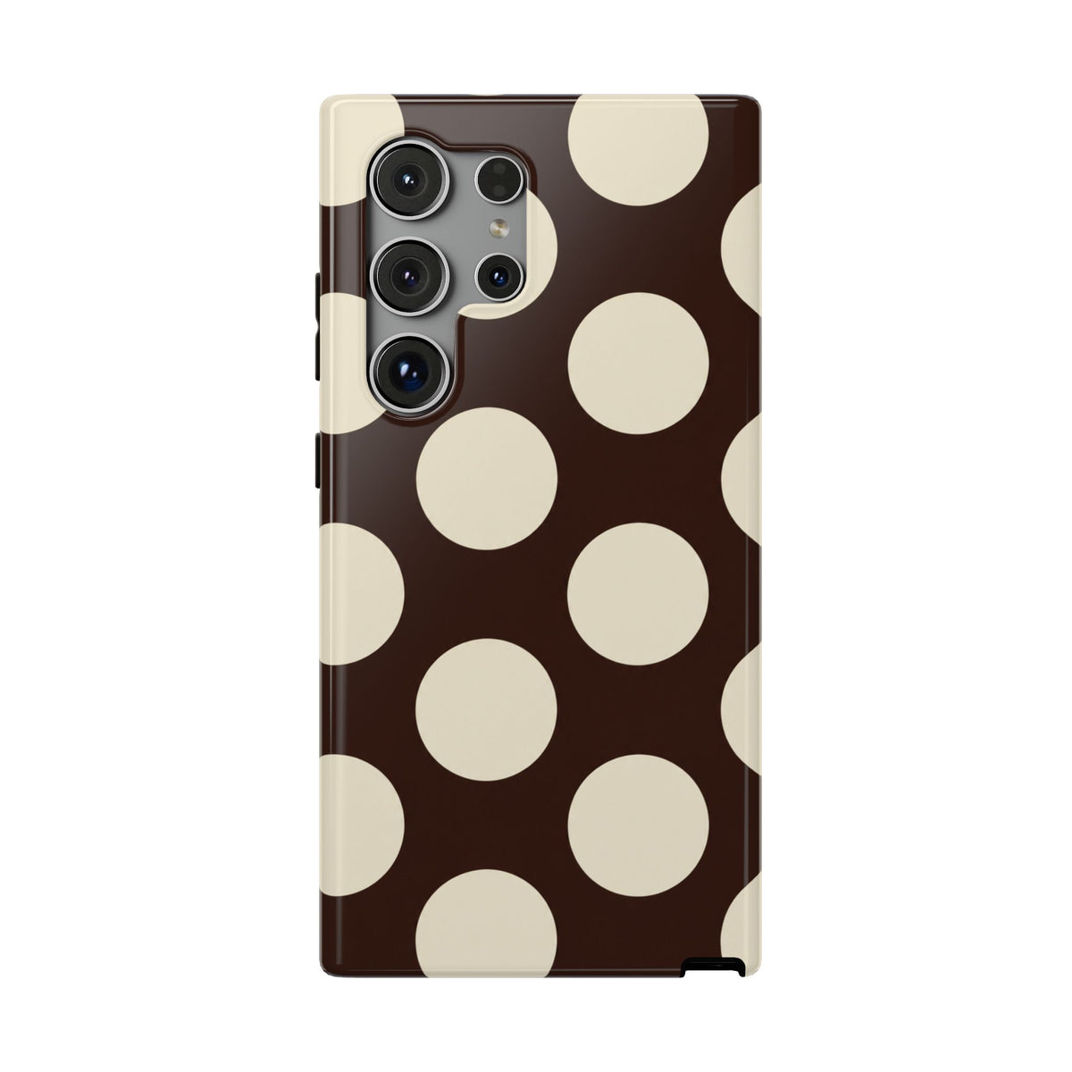 Chocolate Polka Dot protective phone case for Samsung Galaxy S24 Ultra, glossy finish