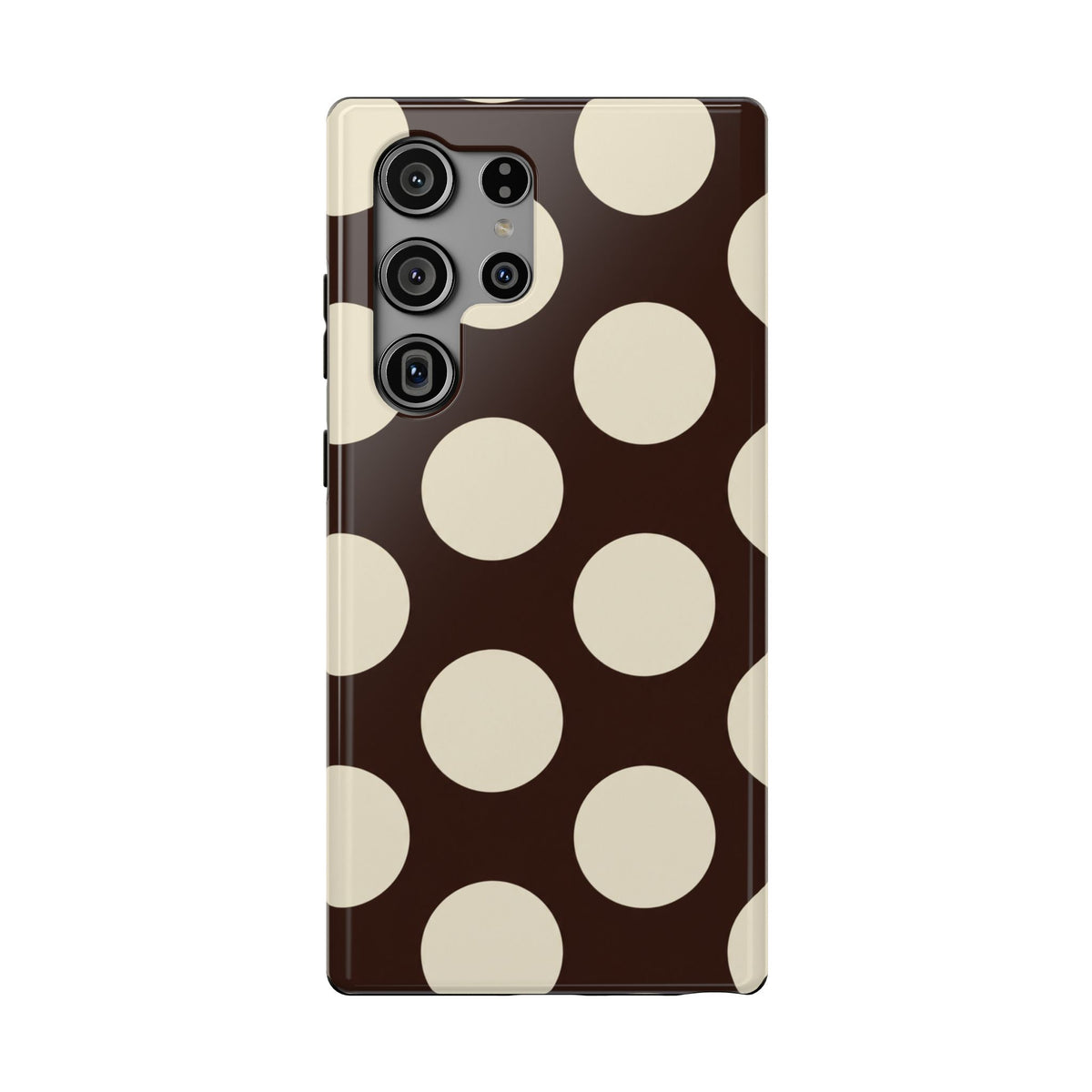 Chocolate Polka Dot protective phone case for Samsung Galaxy S23 Ultra, glossy finish